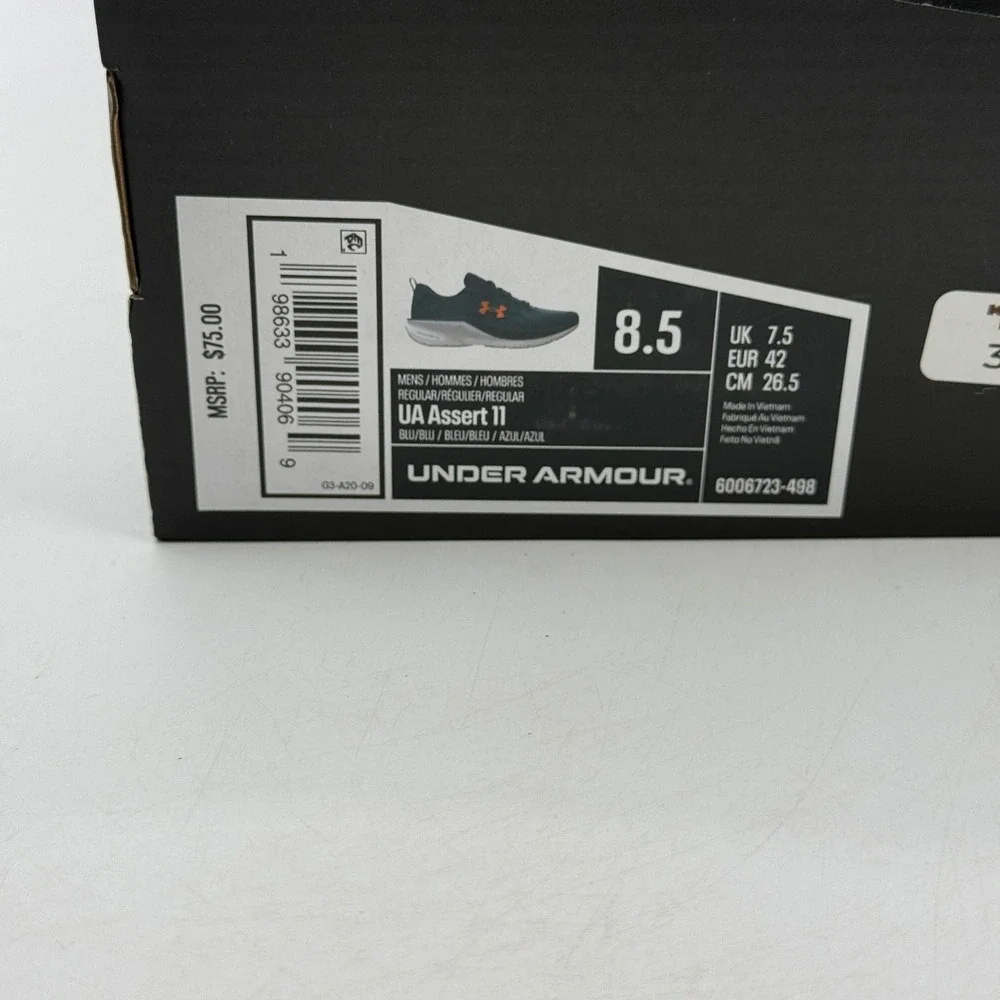 Under Armour UA Assert 11 Shoes Mens Size 8.5 Blue Orange Running 3027715-401